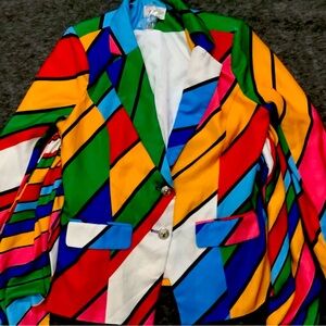 L'atiste by Amy Button Up Tie Front Colorblock Blazer Jacket